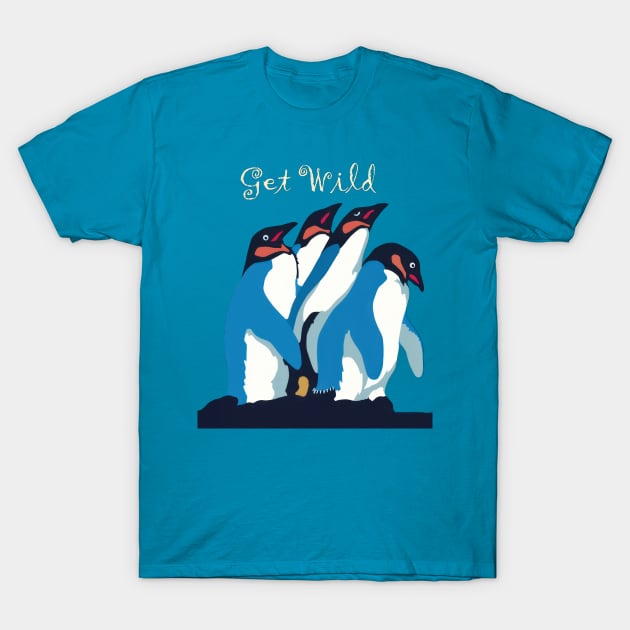 Penguins: Get Wild T-Shirt by TooplesArt